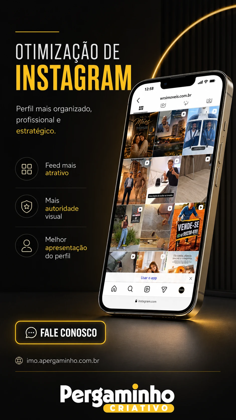Instagram com conteúdo estratégico e visual premium